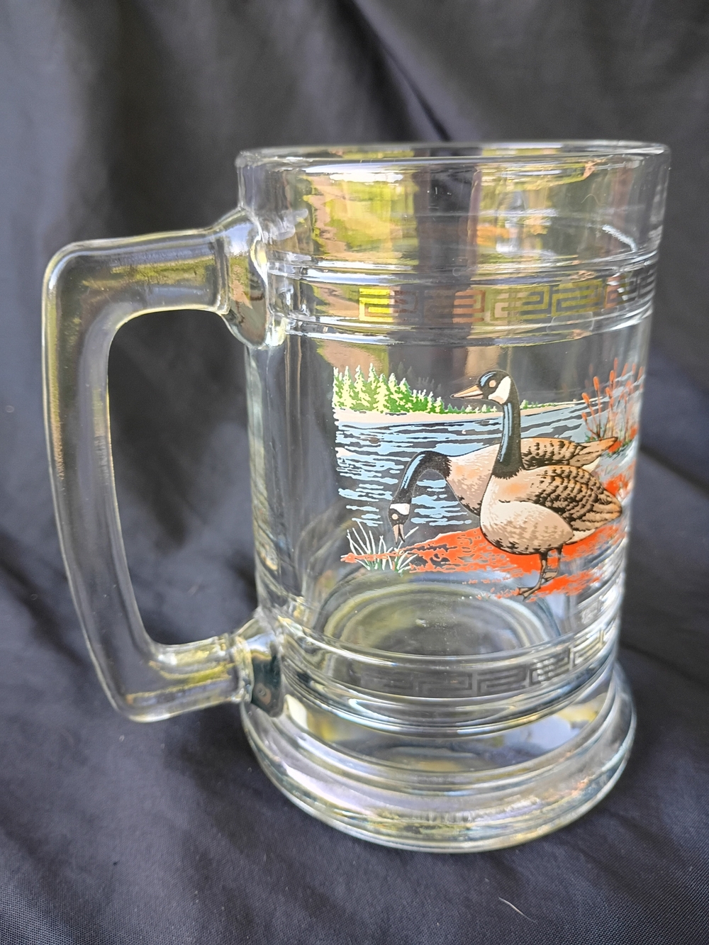 Princess House Geese Clear Glass Weighted Beer Mug Stein Hunting Game Bird